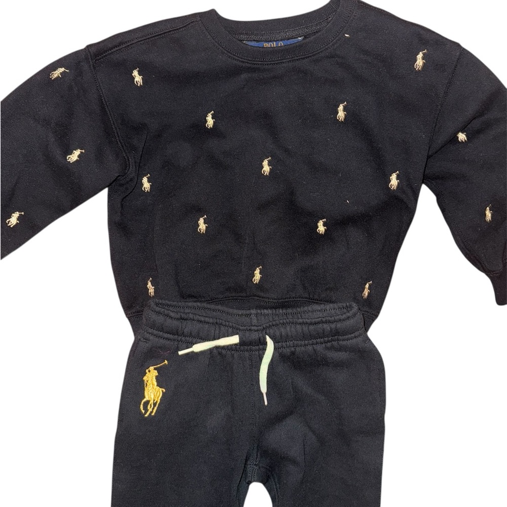 Ralph Lauren Black Ensemble with Gold Accents Sweat Suite